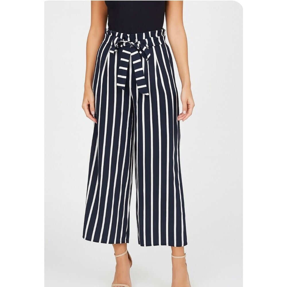 Philosophy brand Women Black white stripe pull on Casual Pants wide leg SZ XS